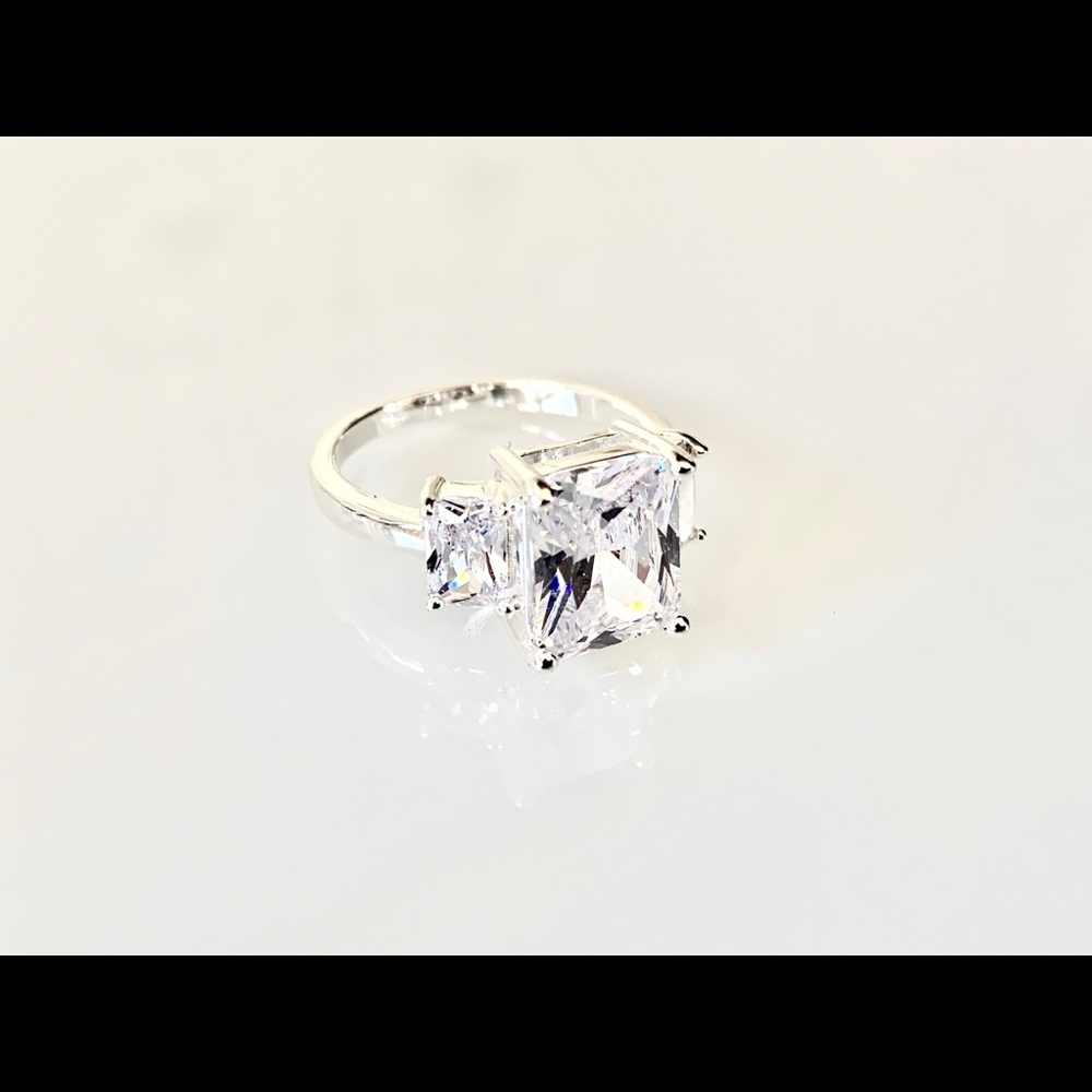 Silver-Tone TripleCrystal Ring Size 7 Charter Club